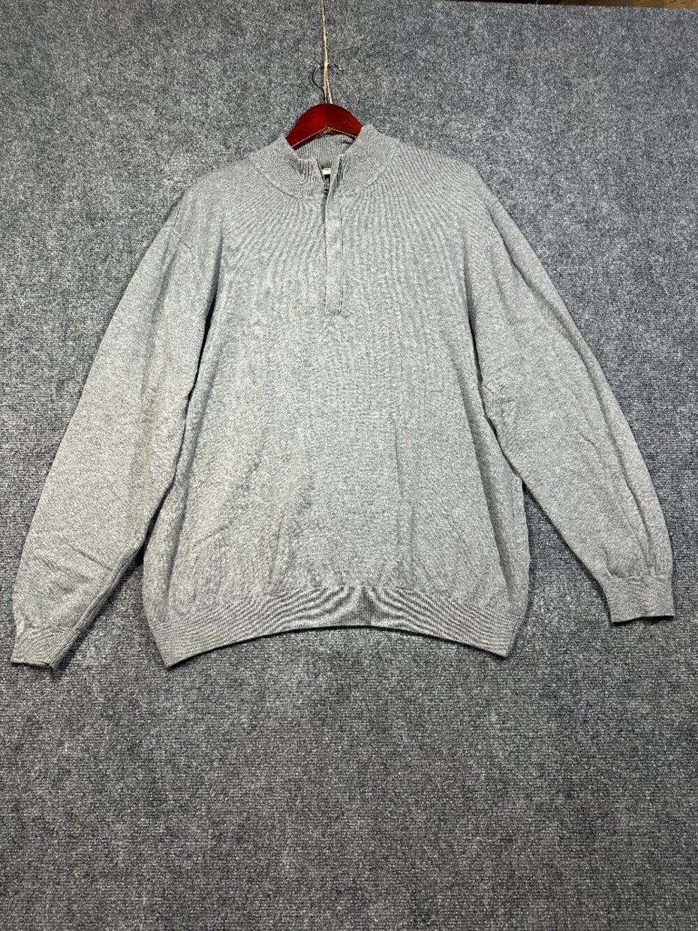 Clique Sweater Mens Large Gray  Cotton 1/4 Zip Pullover Ribbed Hem Cuffs